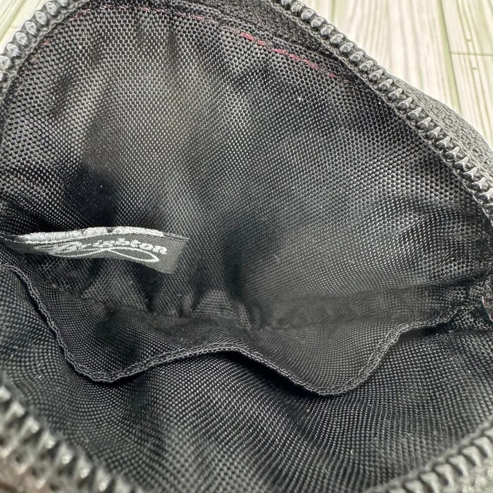 VTG Brighton zip coin change purse black brown croc embossed pebbled leather